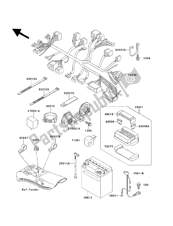 Todas las partes para Equipo Eléctrico de Kawasaki EN 500 1992