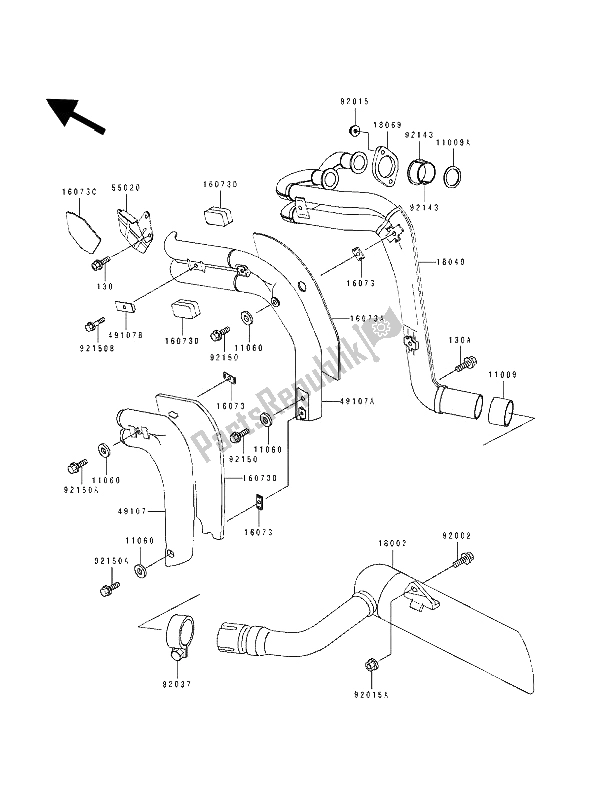 Toutes les pièces pour le Silencieux (s) du Kawasaki EL 250D 1992