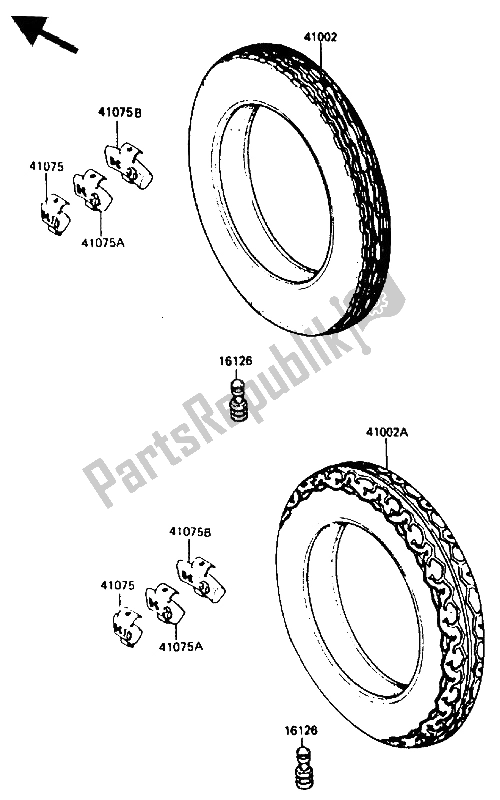 All parts for the Tire of the Kawasaki GPZ 400A 1985