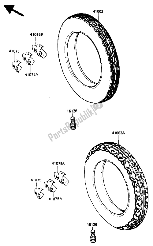 All parts for the Tire of the Kawasaki GPZ 400A 1985