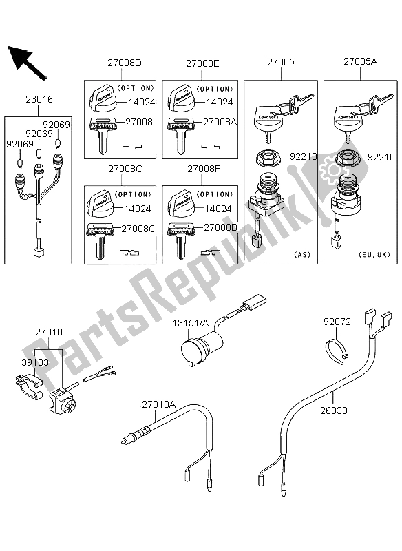 Todas las partes para Switch De Ignición de Kawasaki KVF 360 2004