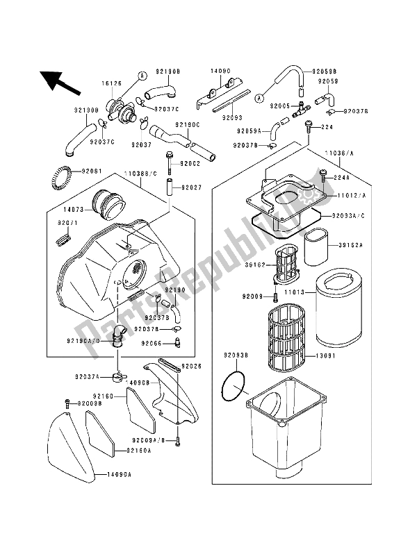 Toutes les pièces pour le Purificateur D'air du Kawasaki Zephyr 1100 1993