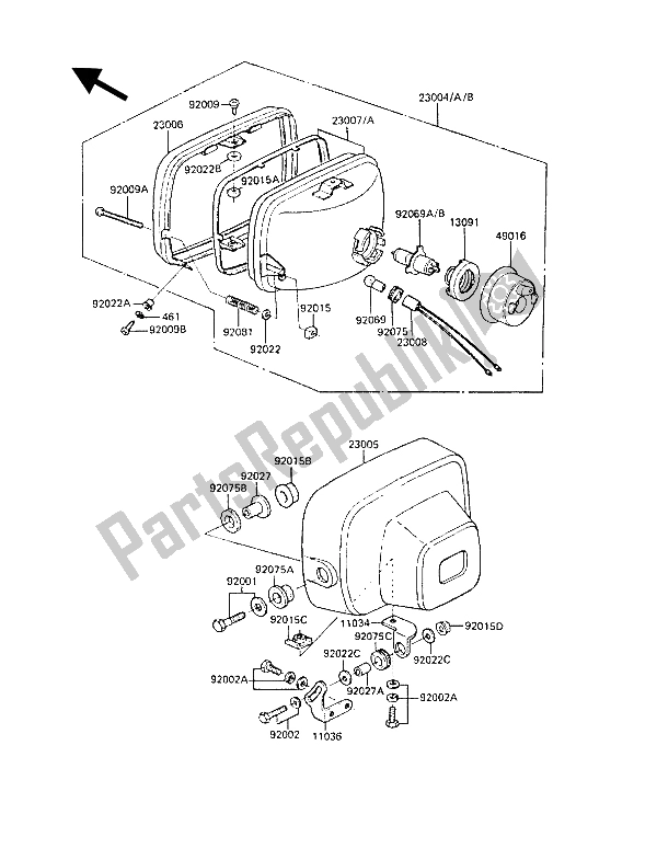 All parts for the Headlight(s) of the Kawasaki Z 1300 1987