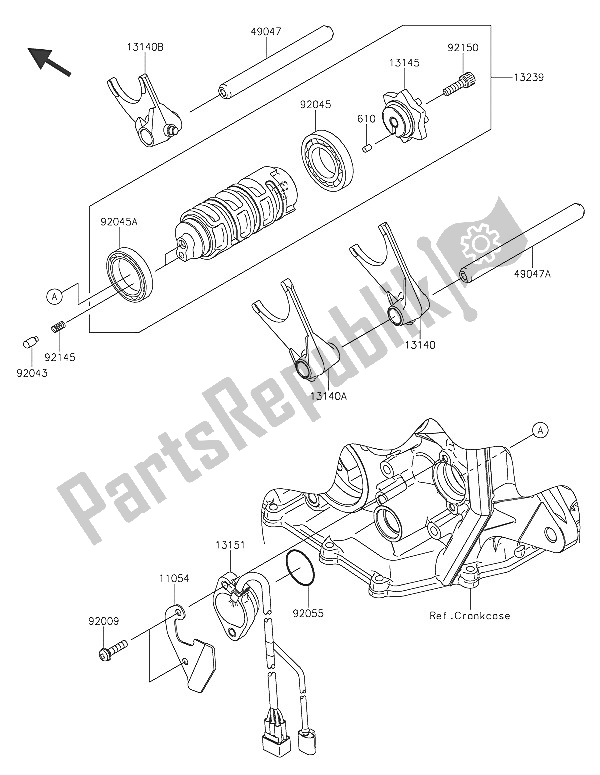 All parts for the Gear Change Drum & Shift Fork(s) of the Kawasaki Ninja ZX 6R ABS 600 2016