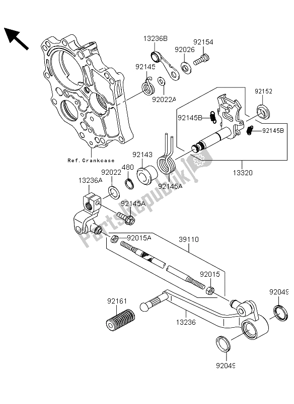 Alle onderdelen voor de Schakelmechanisme van de Kawasaki Versys 650 2013