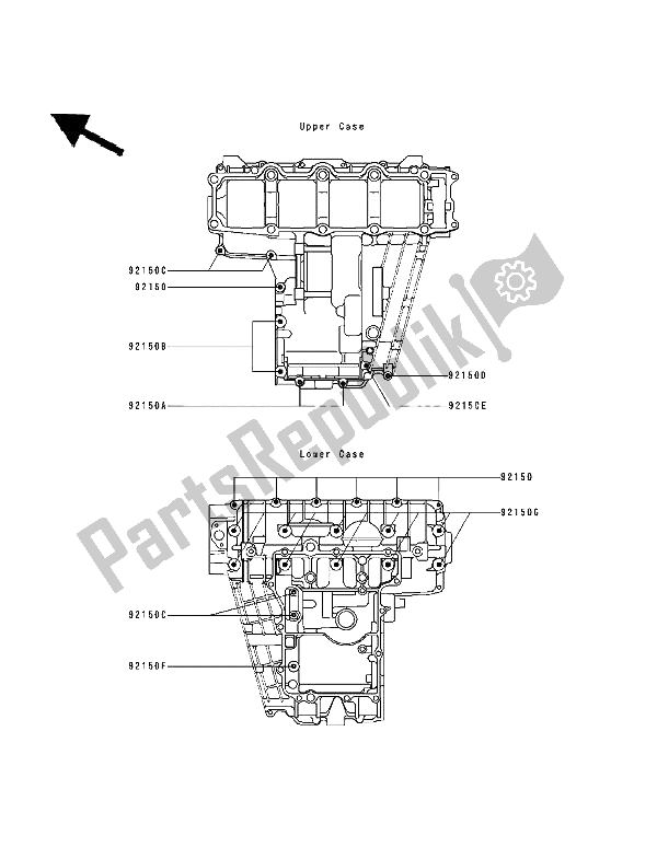 All parts for the Crankcase Bolt Pattern of the Kawasaki Ninja ZX9R 900 1994