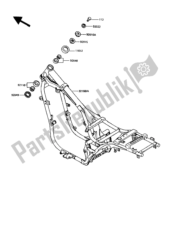 Tutte le parti per il Telaio del Kawasaki EN 500 1990