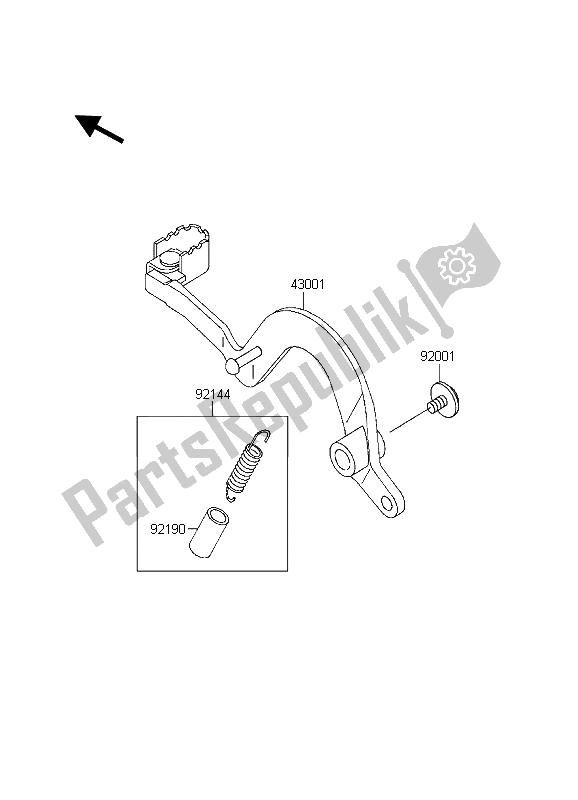 All parts for the Brake Pedal of the Kawasaki KDX 200 1998