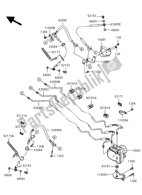 Toutes les pièces pour le Tuyauterie De Frein du Kawasaki VN 1700 Voyager ABS 2010