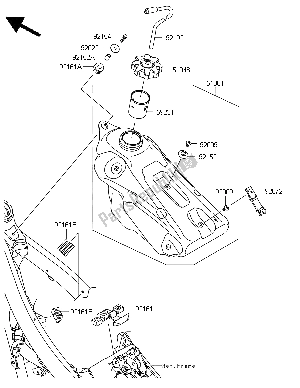 All parts for the Fuel Tank of the Kawasaki KX 450F 2012