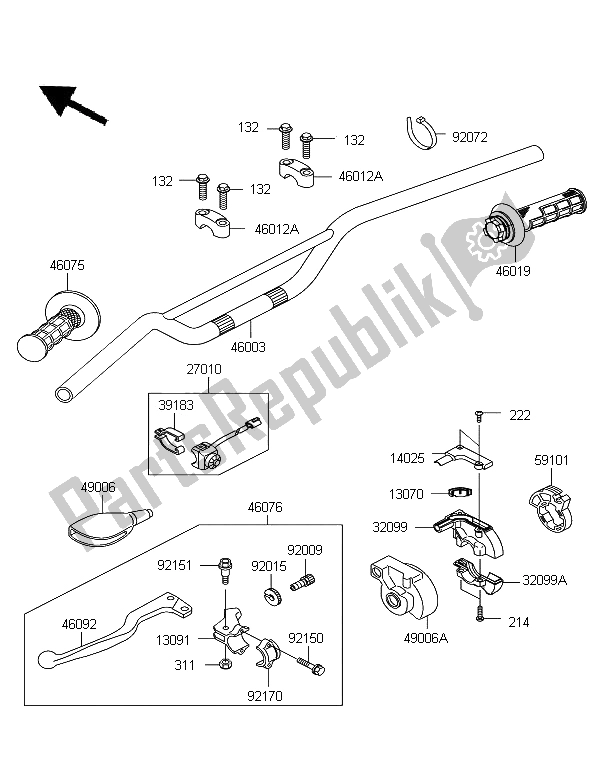 All parts for the Handlebar of the Kawasaki KX 65 2008