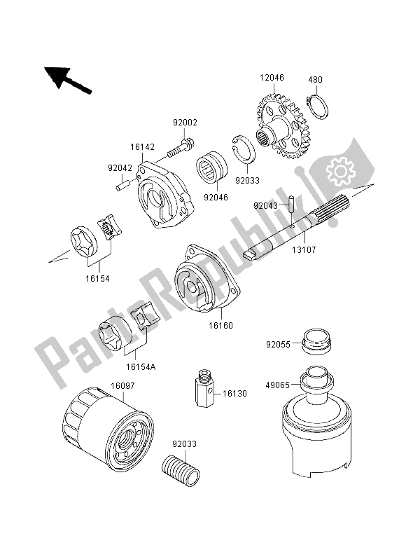 All parts for the Oil Pump of the Kawasaki Ninja ZX 9R 900 1997