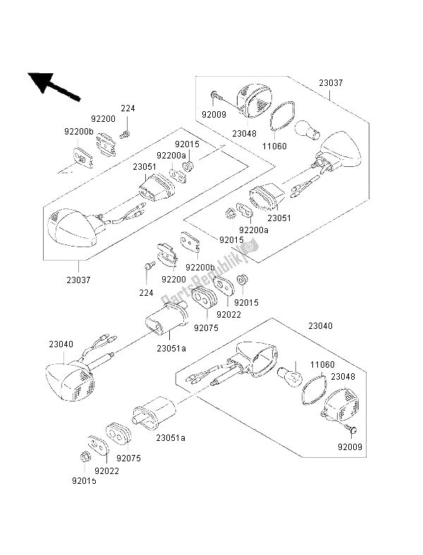 Toutes les pièces pour le Clignotants du Kawasaki Ninja ZX 6R 600 2002