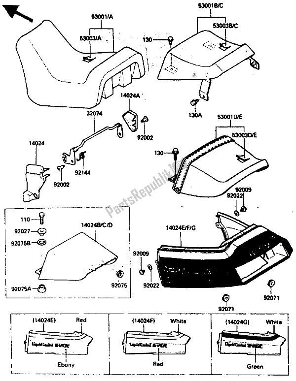 All parts for the Seat of the Kawasaki GPZ 600 1985