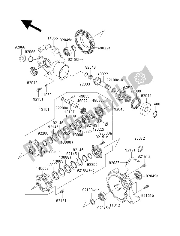 Toutes les pièces pour le Arbre D'entraînement 2 du Kawasaki KVF 400 4X4 2000