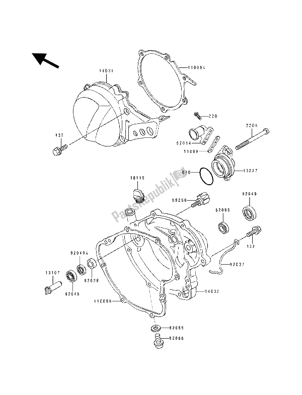 Tutte le parti per il Coperchio Del Motore del Kawasaki KX 60 1991