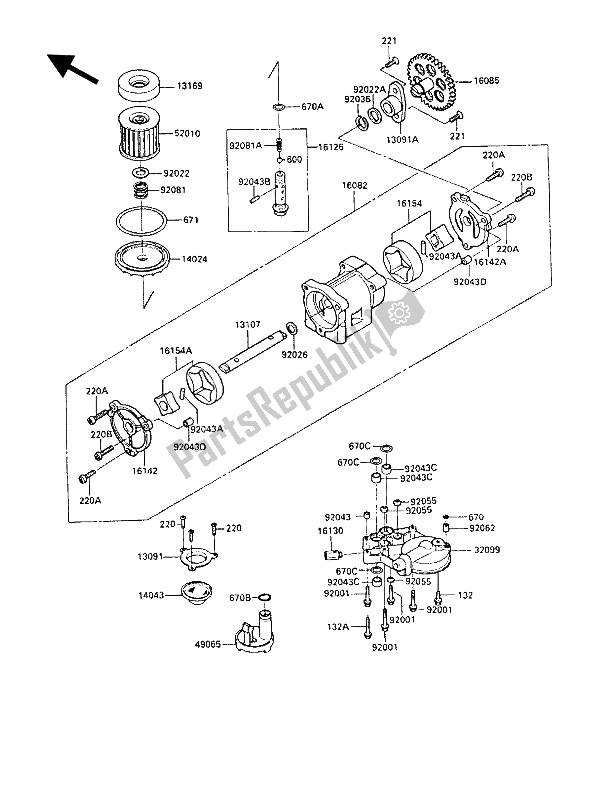 Todas las partes para Bomba De Aceite de Kawasaki GPZ 1000 RX 1986