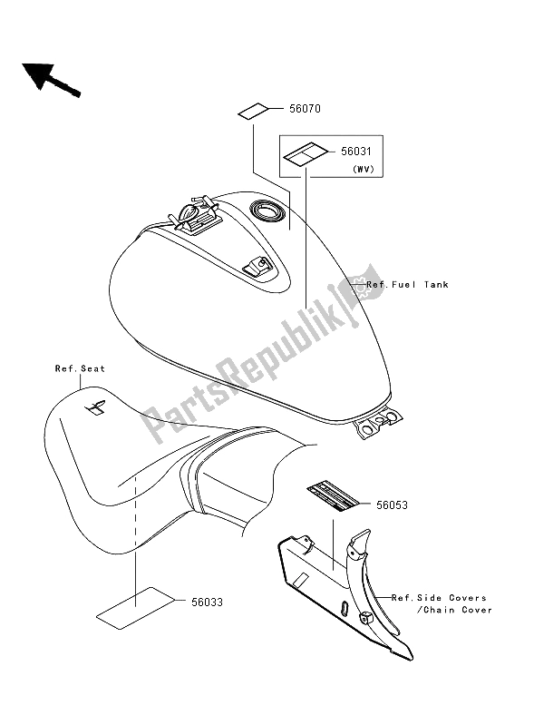 All parts for the Labels of the Kawasaki VN 900 Classic 2006