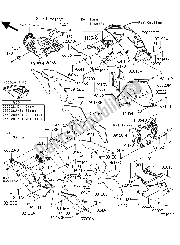 All parts for the Cowling Lowers of the Kawasaki ZZR 1400 ABS 2006