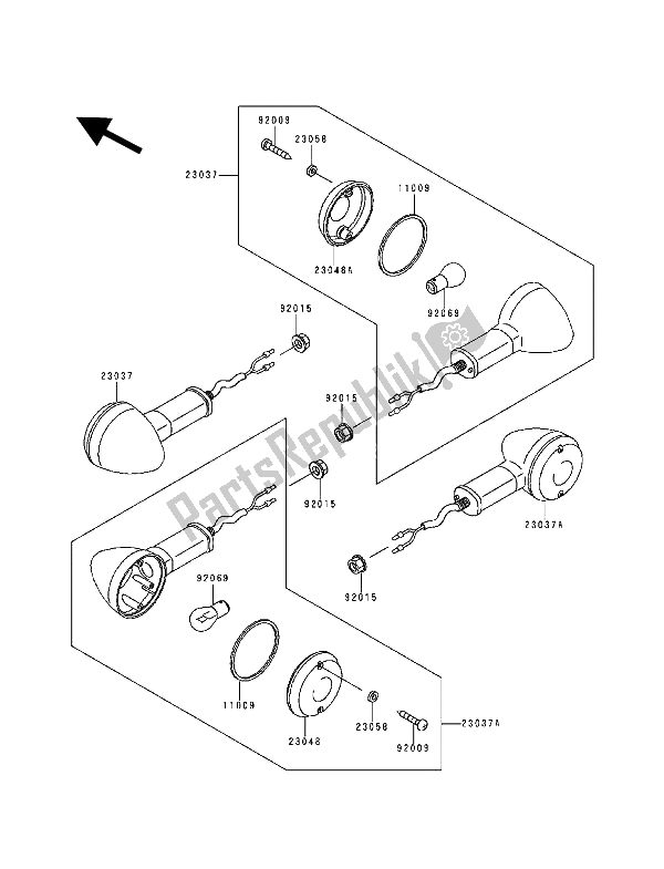 All parts for the Turn Signals of the Kawasaki Zephyr 1100 1992
