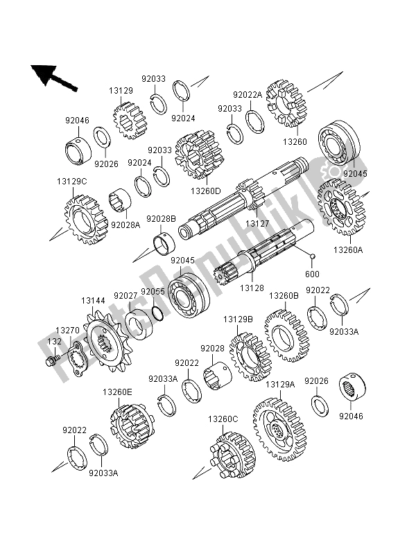 All parts for the Transmission of the Kawasaki GPZ 500S 1996