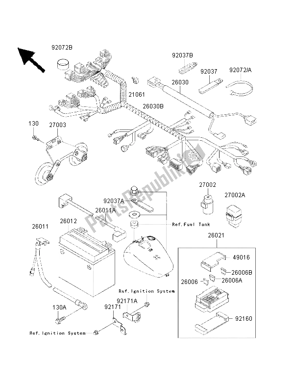 All parts for the Chassis Electrical Equipment of the Kawasaki VN 1500 Classic FI 2001