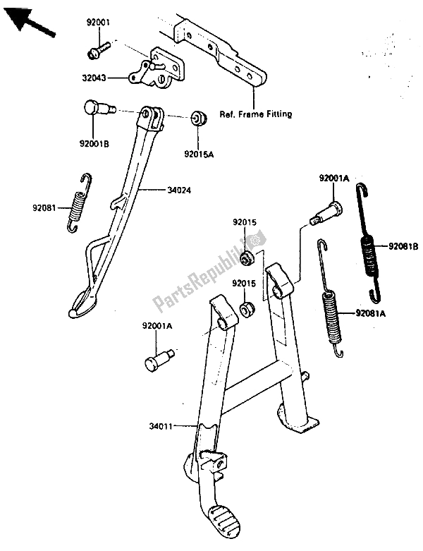 Tutte le parti per il In Piedi del Kawasaki GPZ 600R 1986