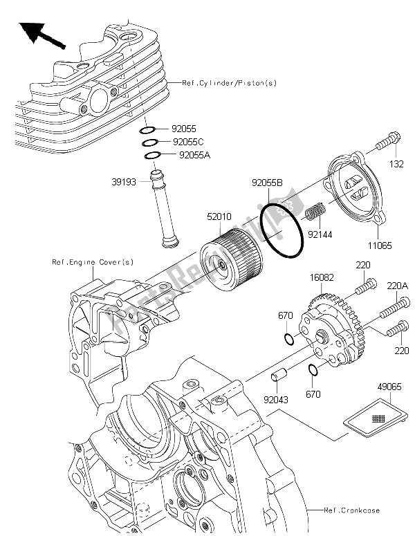 Tutte le parti per il Pompa Dell'olio del Kawasaki KLX 125 2015