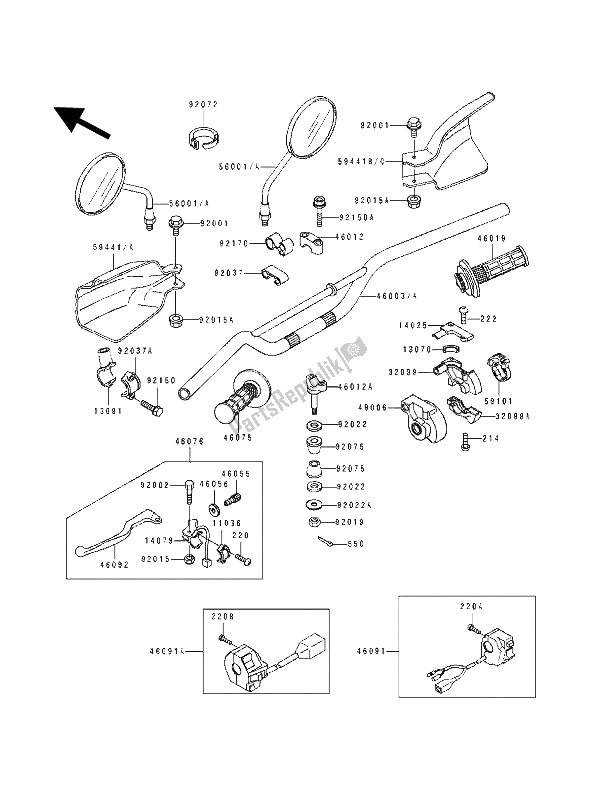 All parts for the Handlebar of the Kawasaki KDX 125 1993