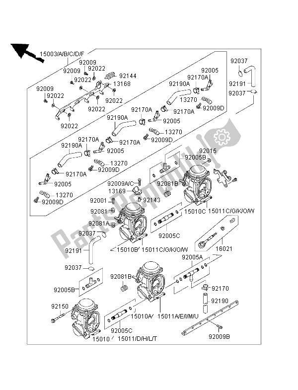 Tutte le parti per il Carburatore del Kawasaki Ninja ZX 6R 600 1997