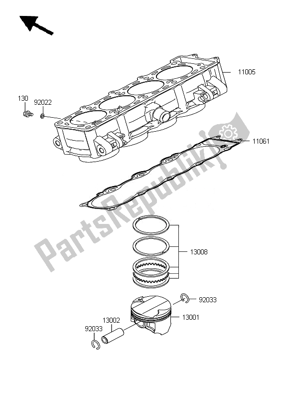 Toutes les pièces pour le Cylindre Et Piston du Kawasaki Z 750 ABS 2007