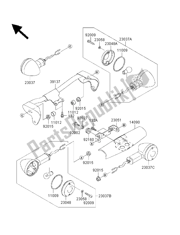 Tutte le parti per il Indicatori Di Direzione del Kawasaki VN 1500 Classic Tourer FI 2002