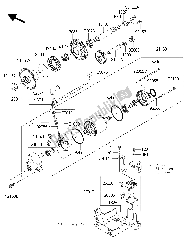 All parts for the Starter Motor of the Kawasaki 1400 GTR ABS 2016