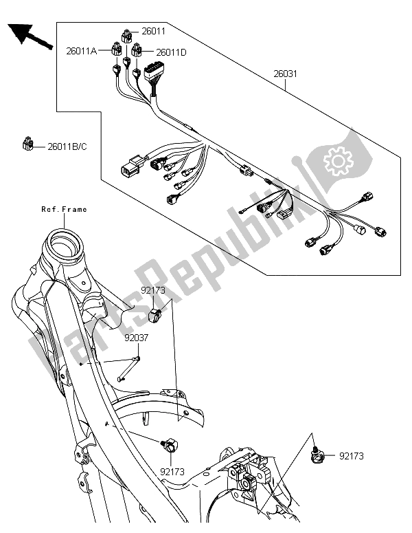 Todas as partes de Equipamento Elétrico Do Chassi do Kawasaki KX 250 2013