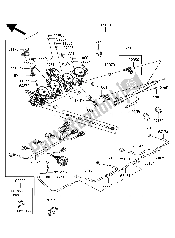 All parts for the Throttle of the Kawasaki ZZR 1400 2007