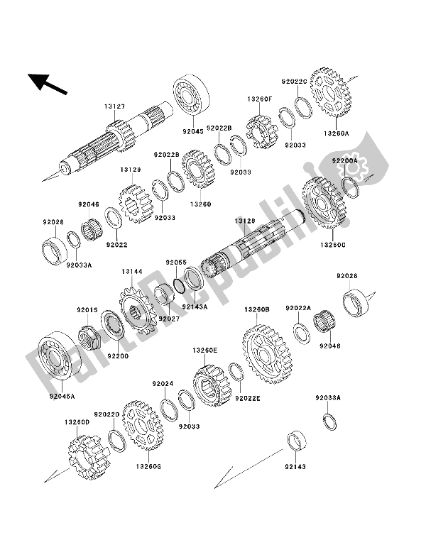 Todas las partes para Transmisión de Kawasaki KLX 650 1993