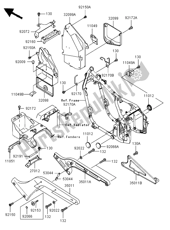 Toutes les pièces pour le Ferrures De Cadre du Kawasaki VN 800 Classic 2006