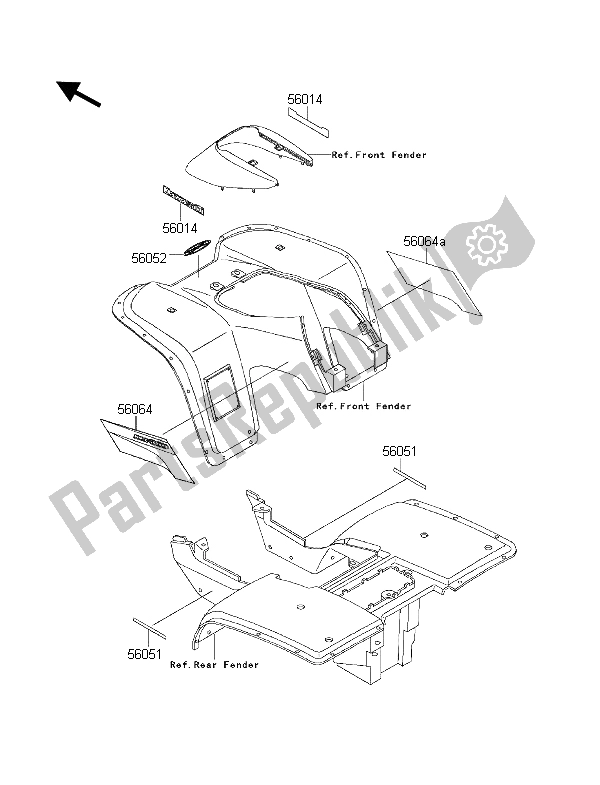 Toutes les pièces pour le Décalcomanies (eu, Uk) du Kawasaki KLF 300 2001