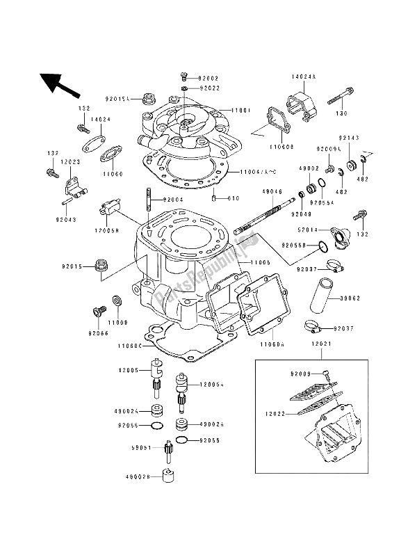 Todas las partes para Culata Y Cilindro de Kawasaki KX 500 1990