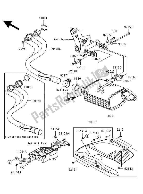 All parts for the Muffler of the Kawasaki ER 6N ABS 650 2007