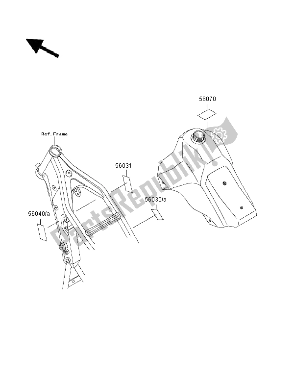 Wszystkie części do Etykiety Kawasaki KLX 650R 1996