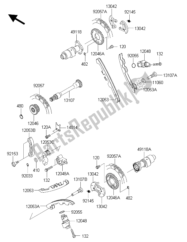 All parts for the Camshaft(s) & Tensioner of the Kawasaki Brute Force 750 4X4I EPS HFF 2015