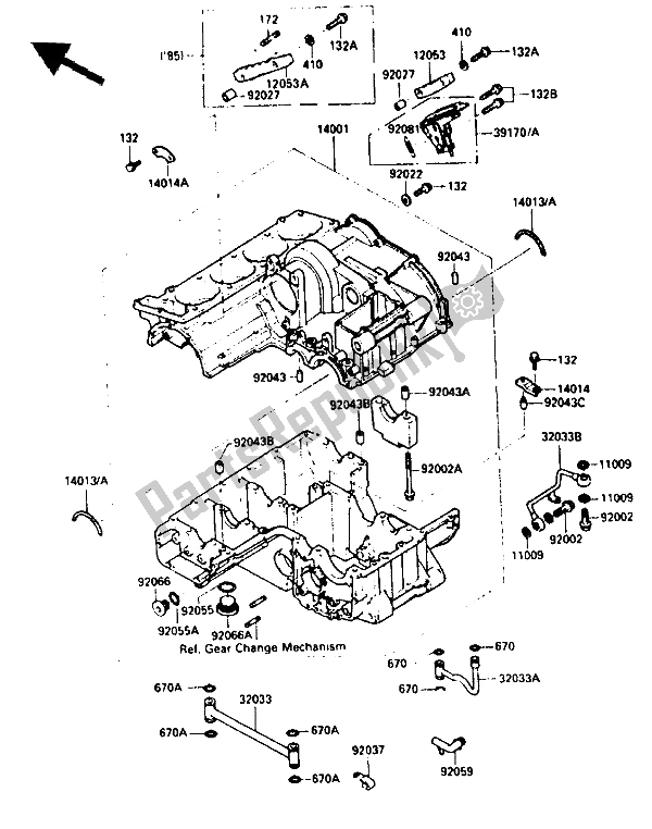 Tutte le parti per il Basamento (zx900ae000001 030893) (zx900ag000001 004600) del Kawasaki GPZ 900R 1985