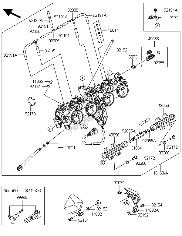 Todas las partes para Acelerador de Kawasaki Z 800 2014