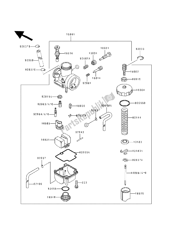 Tutte le parti per il Carburatore del Kawasaki KX 80 SW LW 1991