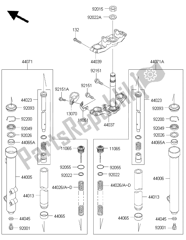 Todas las partes para Tenedor Frontal de Kawasaki KX 65 2015