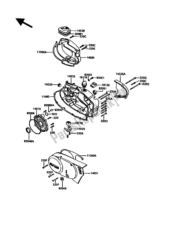 Tutte le parti per il Coperchio (i) Del Motore del Kawasaki KE 100 1994