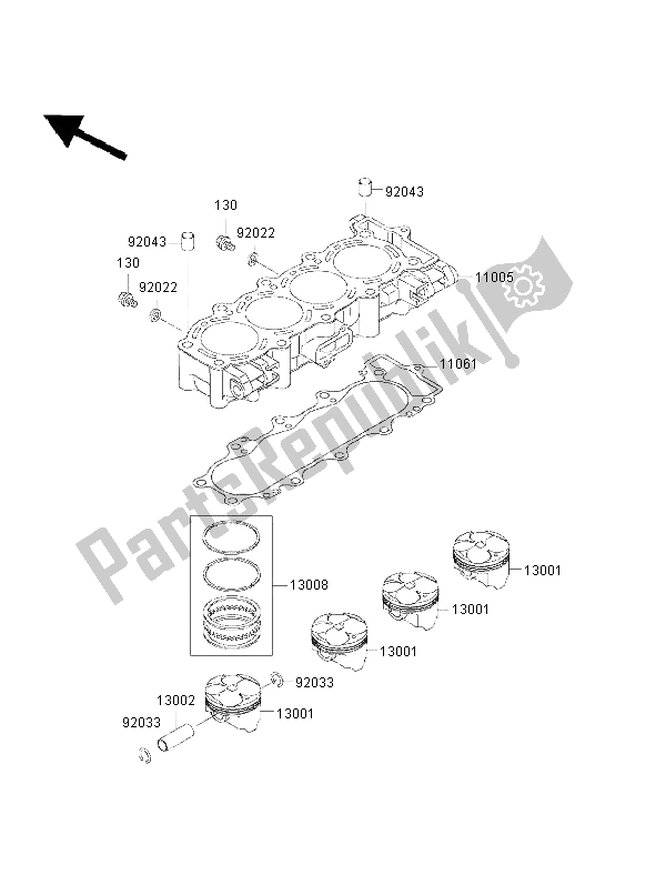 Tutte le parti per il Cilindro E Pistone del Kawasaki Ninja ZX 6R 600 2002