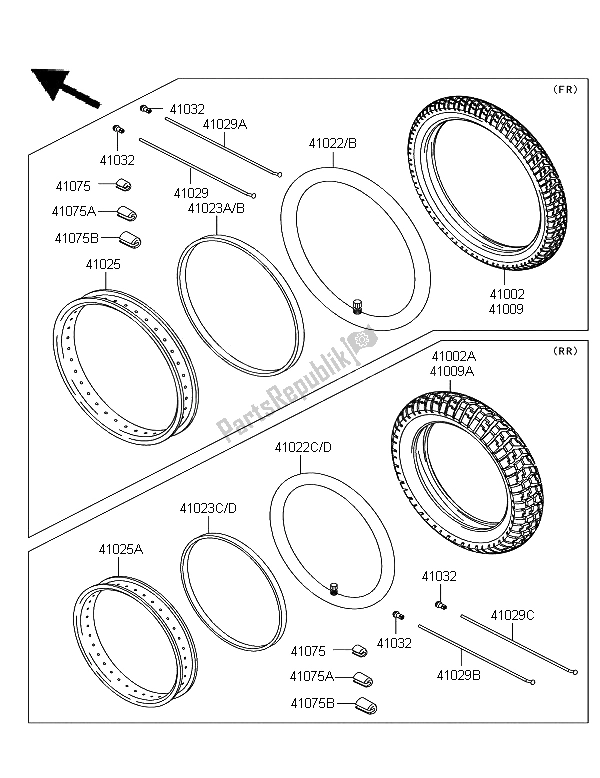 Tutte le parti per il Pneumatici del Kawasaki KLE 500 2006