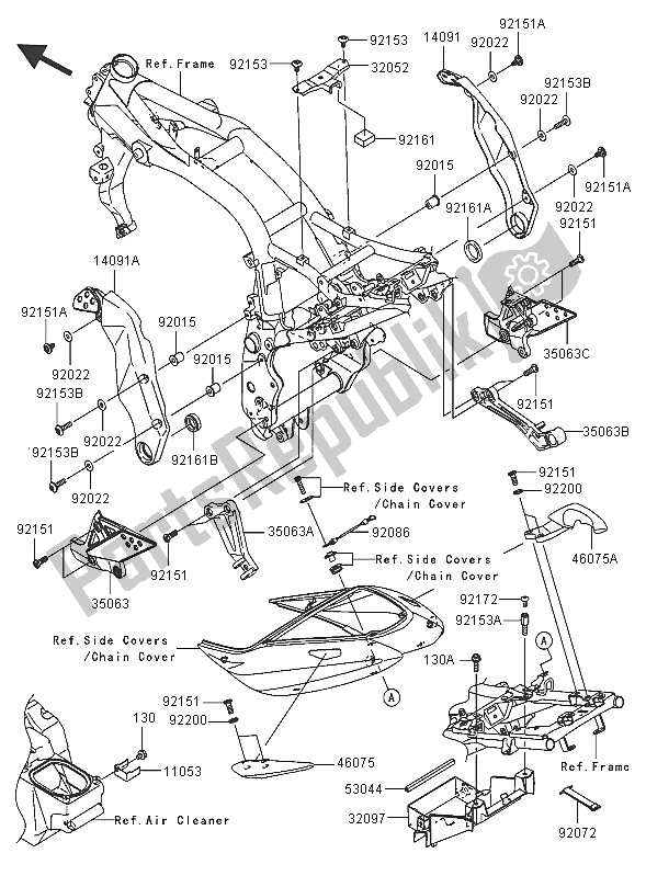 All parts for the Frame Fittings of the Kawasaki Z 750S 2005